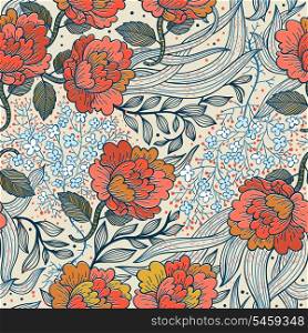 vector floral seamless pattern with vintage roses