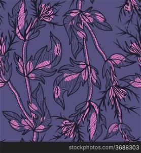 vector floral seamless pattern with violet thistle