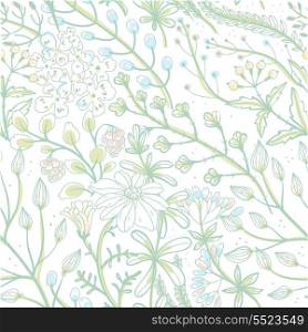 vector floral seamless pattern with wild herbs and flowers