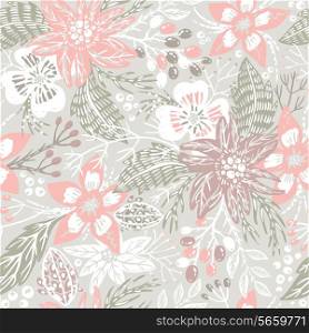 vector floral seamless pattern with &#xA;poinsettia