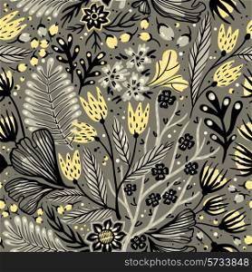 vector floral seamless pattern with yellow tulips