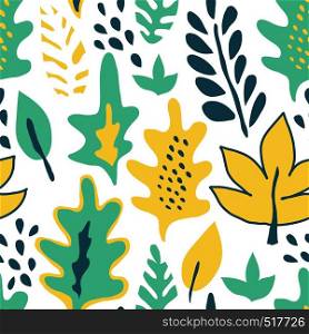 Vector floral tropical seamless Pattern. Scandinavian style. Summer bright design