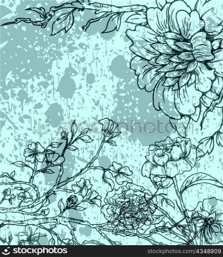 vector floral with grunge