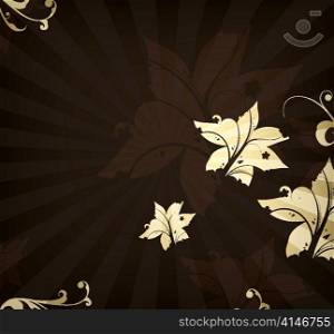 vector floral with rays background