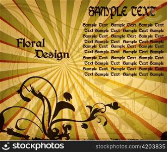 vector floral with rays background