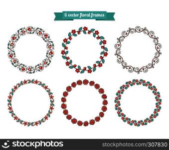 Vector floral wreaths frames for greeting card or invitation card. Floral wreaths frames