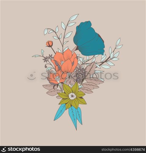 Vector flower bouquet, botanical and floral decoration hand drawn, vector illustration