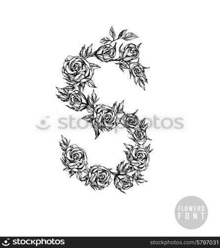 Vector flower font. Can be used banners, invitation, congratulation or website layout vector