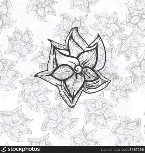 vector flower on seamless floral background