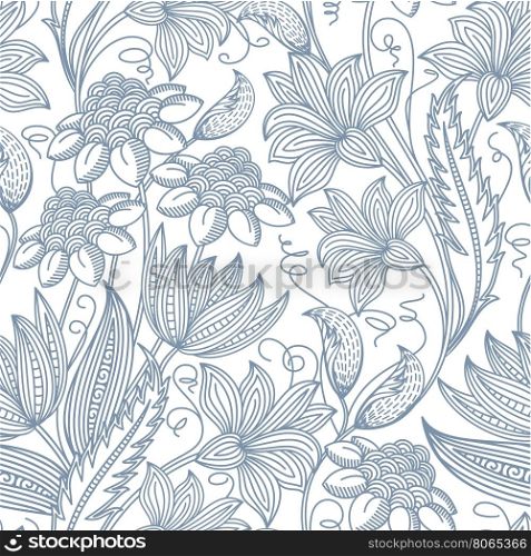 Vector flower seamless pattern background. Vintage style illustration.