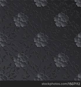 Vector flower seamless pattern element. Volumetric flowers. Elegant luxury texture for wallpapers, backgrounds and page fill.. Vector flower seamless pattern element. Volumetric flowers.