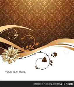 vector flower with damask background