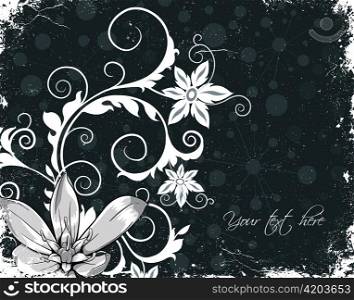 vector flower with grunge background