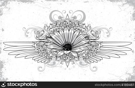 vector flower with wings