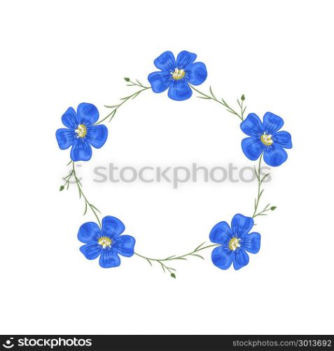Vector flowers set. Beautiful wreath. Elegant floral collection with isolated blue flowers. Vector flowers set. Beautiful wreath. Elegant floral collection with isolated blue flowers. Design for invitation, wedding or greeting cards. , flax, wildflowers For design, logo, symbol, textile