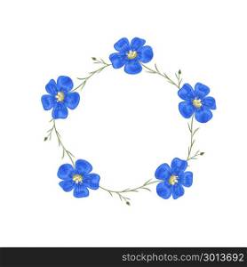 Vector flowers set. Beautiful wreath. Elegant floral collection with isolated blue flowers. Vector flowers set. Beautiful wreath. Elegant floral collection with isolated blue flowers. Design for invitation, wedding or greeting cards. , flax, wildflowers For design, logo, symbol, textile