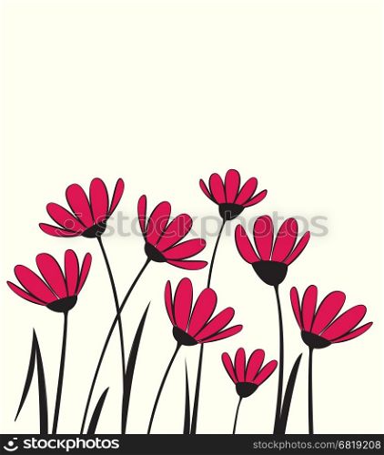 Vector flowers with pink petals on a white background. Flowers