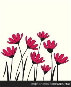 Vector flowers with pink petals on a white background. Flowers
