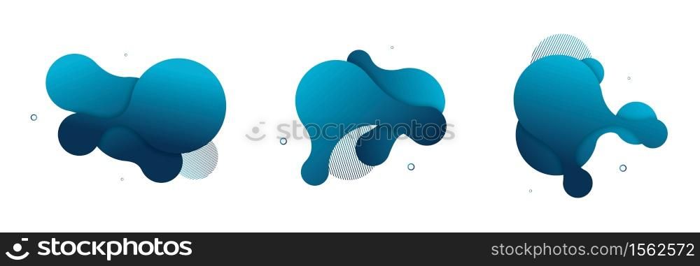 Vector fluid isolated abstract geometric coral blue gradient shapes for modern website and graphic design on the white background. Concept of dynamic composition and liquid color element.