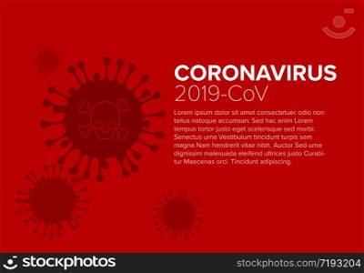 Vector flyer template with coronavirus illustration and place for your information. Flyer template with coronavirus information
