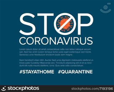 Vector flyer template with stop coronavirus illustration, icons and place for your information - blue red version