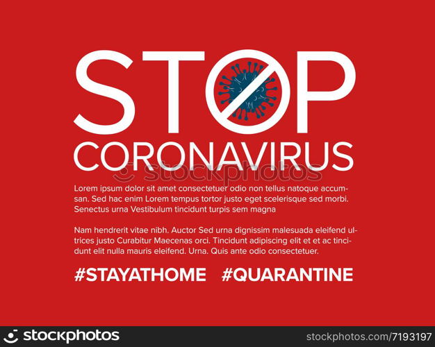 Vector flyer template with stop coronavirus illustration, icons and place for your information - red version