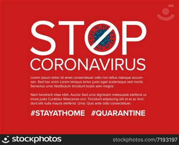 Vector flyer template with stop coronavirus illustration, icons and place for your information - red version