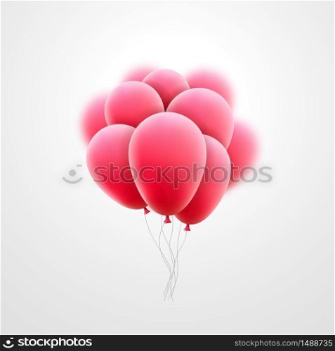 Vector flying realistic pink glossy balloons holiday celebration elements.. Vector flying realistic pink glossy balloons holiday celebration elements