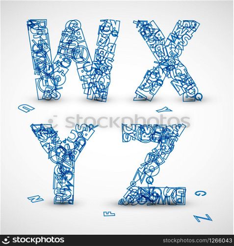 Vector font made from blue letters of the alphabet (check my portfolio for other letters)