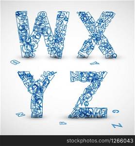 Vector font made from blue letters of the alphabet (check my portfolio for other letters)