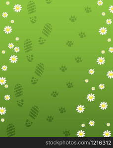 vector foot prints of man and dog