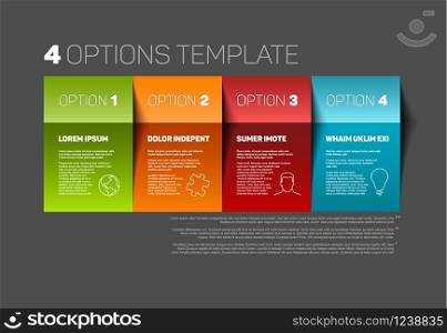 Vector four product or service options template with descriptions and icons