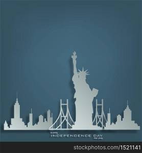 Vector fourth of July Independence Day for USA.illustration paper cut.