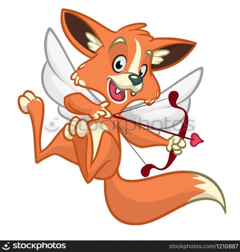 Vector fox cupid. Illustration of a fox cupid for St Valentine&rsquo;s Day. Isolated