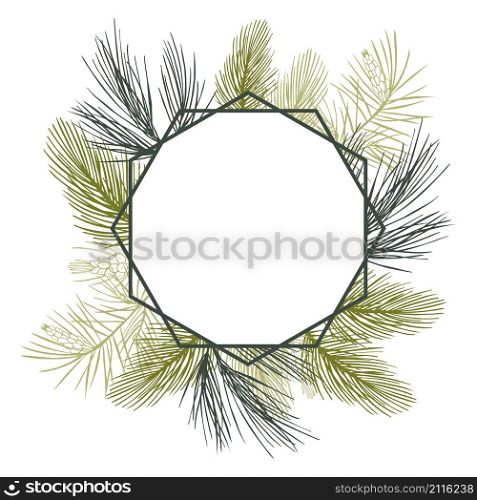 Vector frame with Christmas plant. Hand-drawn ilustration.. Vector frame with Christmas plant