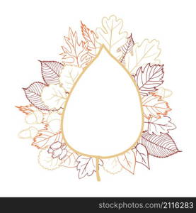 Vector frame with hand-drawn autumn leaves. Vector illustration. . Vector frame with autumn leaves.