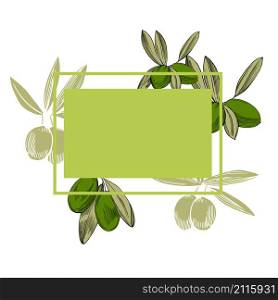 Vector frame with hand drawn olive branches.
