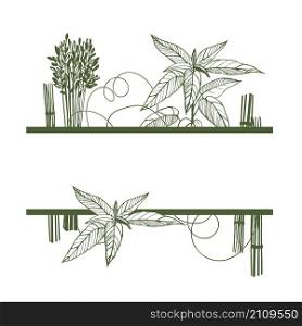 Vector frame with jute. Hand drawn plants. Jute fibers. . Vector frame with jute. Hand drawn plants. Jute fibers.