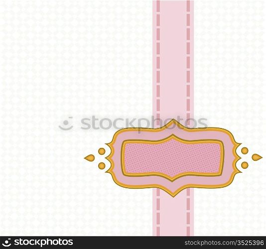 Vector frame with ribbon of pink over white