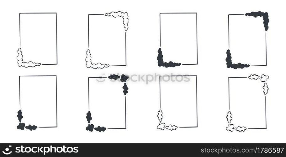 Vector frames. Frames with little clouds. Hand-drawn frames. Vector illustration