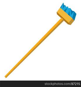 Vector funny cartoon illustration of mop and broom isolated. Cleaning symbols flat