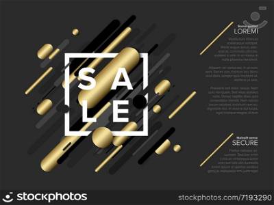 Vector futuristic black friday sale flyer made from big gray and golden lines - dark version