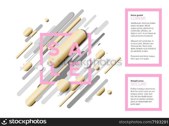 Vector futuristic black friday sale flyer made from big gray, pink and golden lines - light version