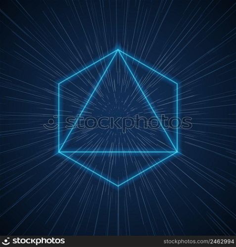 Vector futuristic space tunnel with geometric shapes. Design background technology, energy light digital, flow ray virtual matrix illustration. Vector futuristic space tunnel with geometric shapes