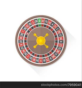 vector gambling casino roulette wheel isolated flat design illustration on white background with shadow &#xA;