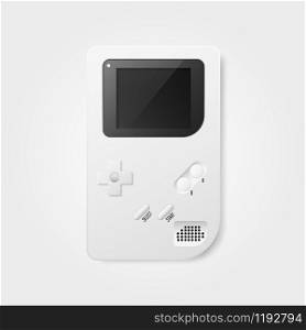 Vector Game boy 3D realistic white in the 80s and 90s.