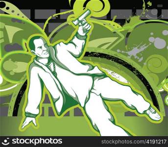 vector gangster with grunge background