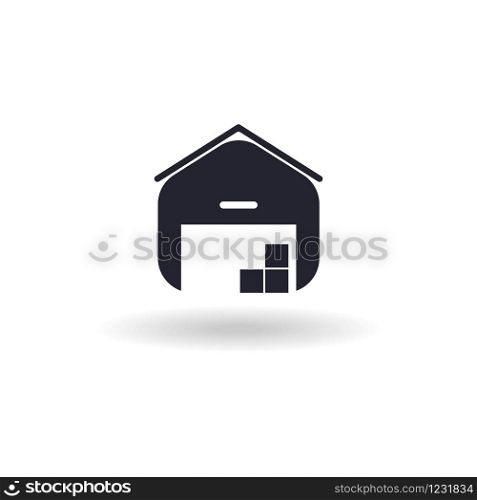 Vector garage icon with things in modern style