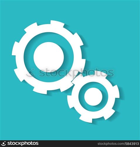 Vector gears, isolated object on blue background, technical, mechanical illustration