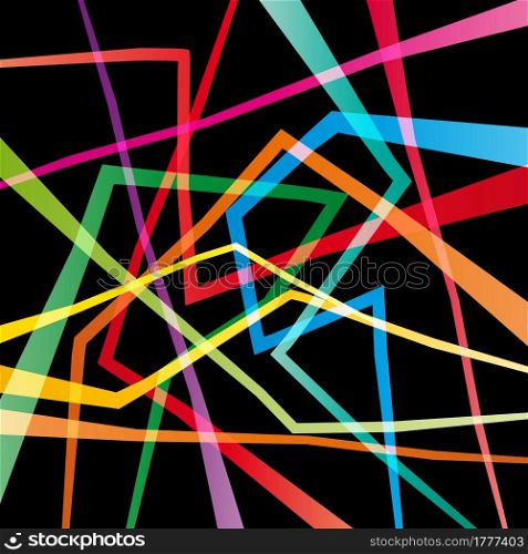 Vector geometric abstract confusion colorful, black background